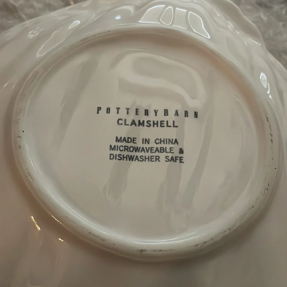 SIX - 8” pottery barn clam shell plates